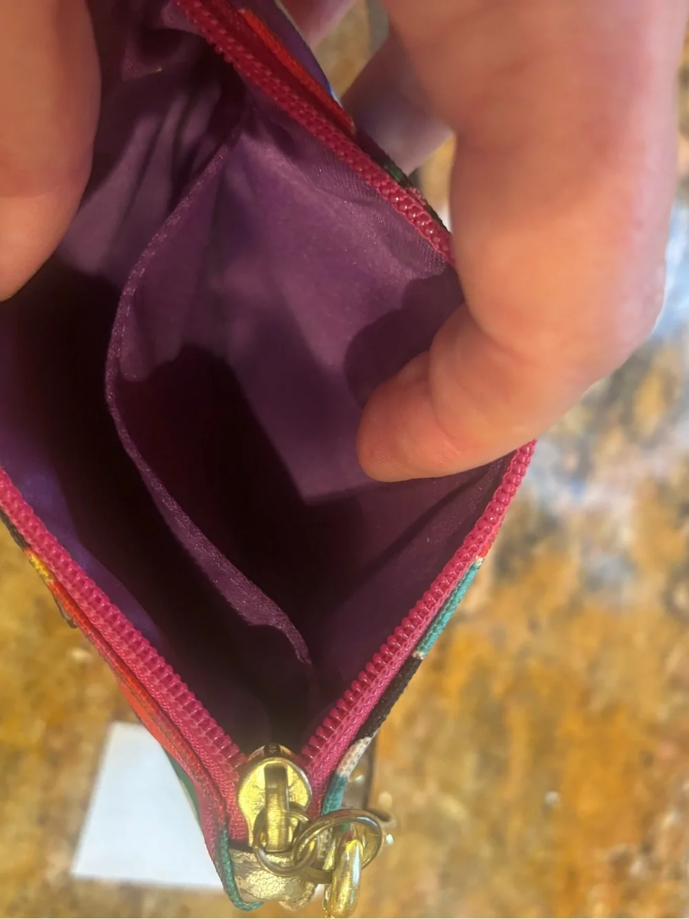 Coach Poppy Multicolor Graphic Signature Wristlet in Gold Trim